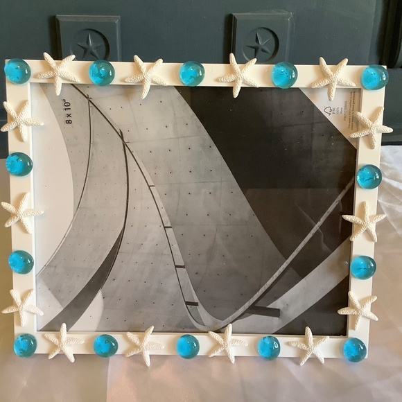 8x10 Star fish and sea blue glass picture frame - Picture 2 of 6